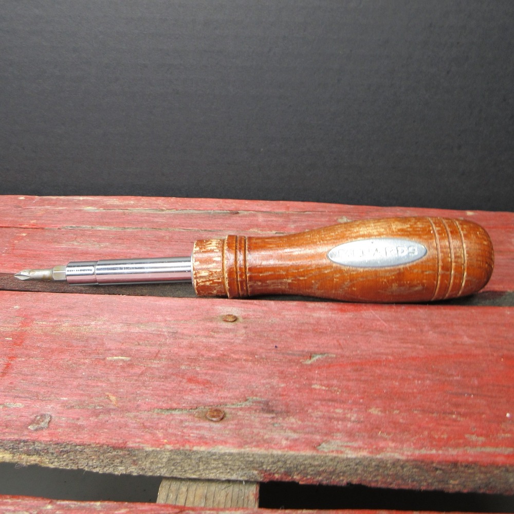 Menards Multi-Bit Screwdriver Vintage Wood Handle Phillips Slotted Tool
